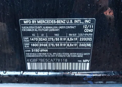 2012 Mercedes-Benz Gl 450 4Matic z USA, uszkodzony, nr VIN 4JGBF7BE5CA778118